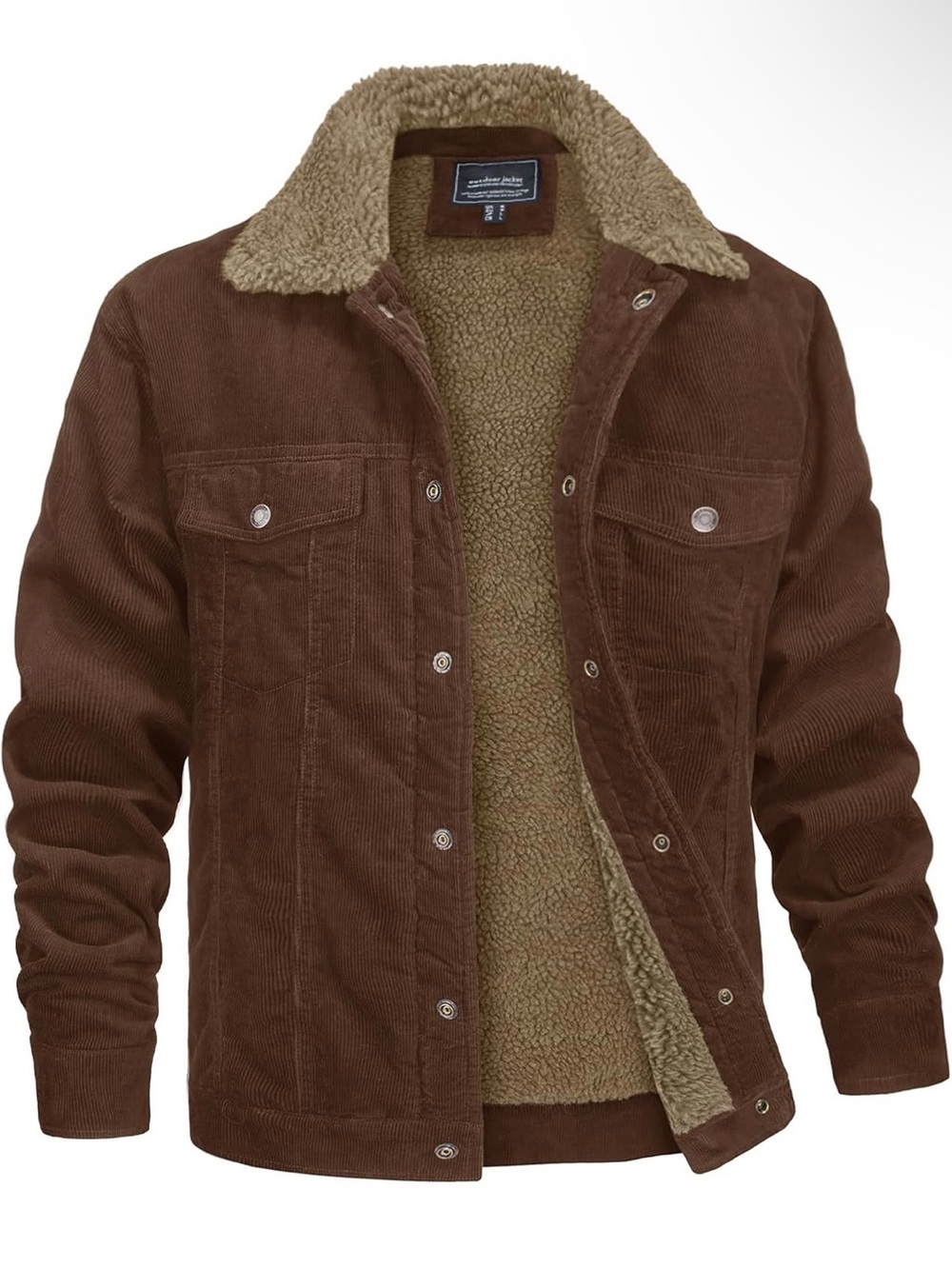 Amazon Men's Brown Corduroy Jacket with Cream Sherpa Lining